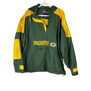Vintage First Down NFL Green Bay Packers Windbreaker Pullover Men's XXL